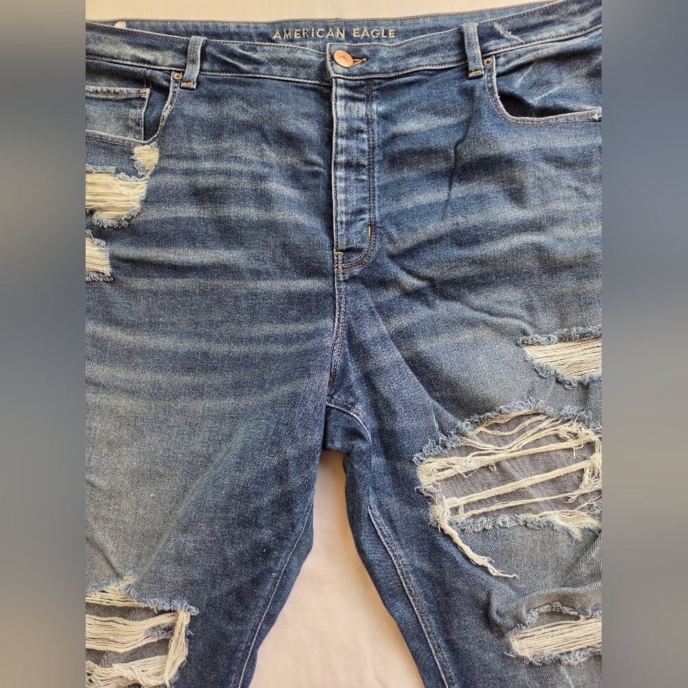 Size 22 American Eagle Outfitters Ripped Blue Boyfriend Jeans - Picture 2 of 8